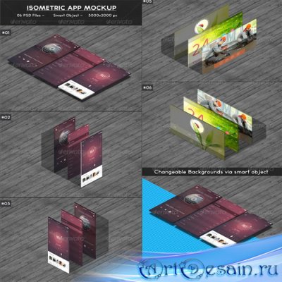 PSD ��������� - Isometric App Mockup